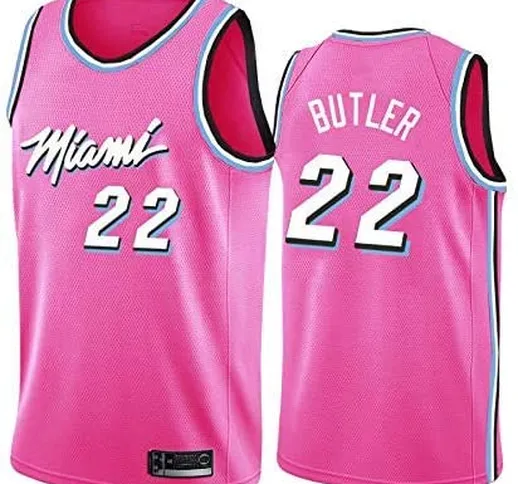 JAG Maglia da Uomo NBA Miami Heat # 22 Butler Retro Ricamo Jersey, Tessuto Traspirante Fre...