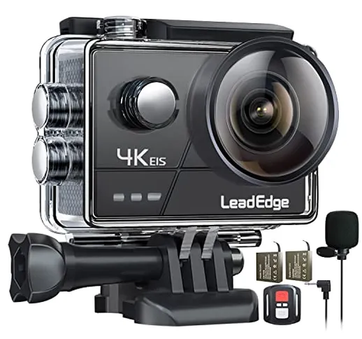 LeadEdge A20 Action Cam 4K/30FPS 20MP  Microfono Esterno WiFi 2.0 IPS Lente EIS Grandangol...