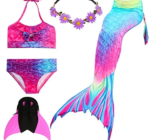 UniDesign Coda di Sirena Costume da Bagno Intero con Bikini e Monopinna per Le Ragazze Mas...
