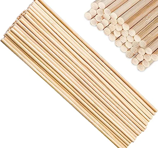 YUENX 50 Pezzi Bastone di Bambù, 5MM*30CM Bastoncini Bamboo Bastoncini Legno per fai da te...