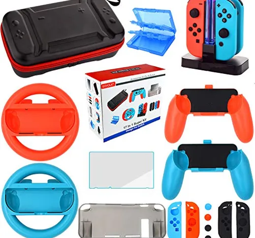 Kit Accessori per Nintendo Switch - Custodia Pellicola Protettive per Nintendo Switch Cons...