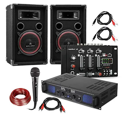 Electronic-Star Set DJ e PA DJ-14 USB - Amplificatore PA , Console di Mixaggio USB , Coppi...