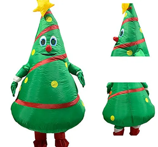 LouisaYork - Costume gonfiabile da Babbo Natale, divertente, a forma di albero di Natale,...