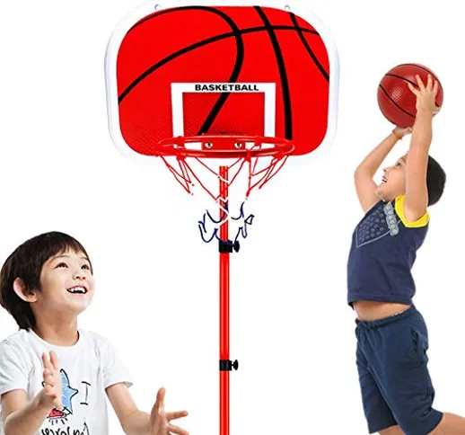 TwoCC Regalo di Natale per Bambini, Mini Cestino da Basket Regolabile Palo Portatile Rack...