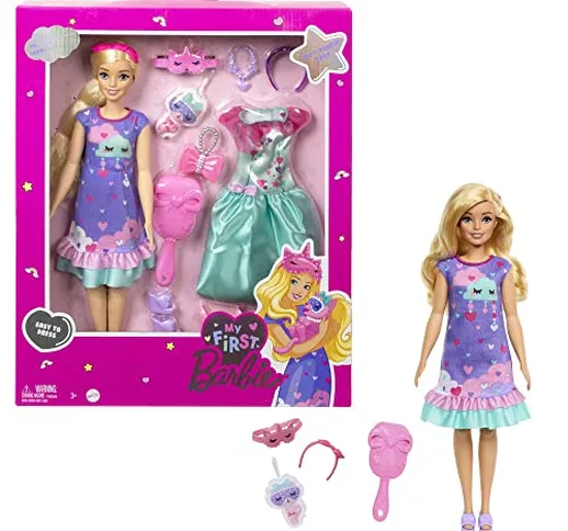 Barbie - La Mia Prima Barbie, Giocattolo per Bambini 3+ Anni, Bambola Alta 34 cm con Busto...