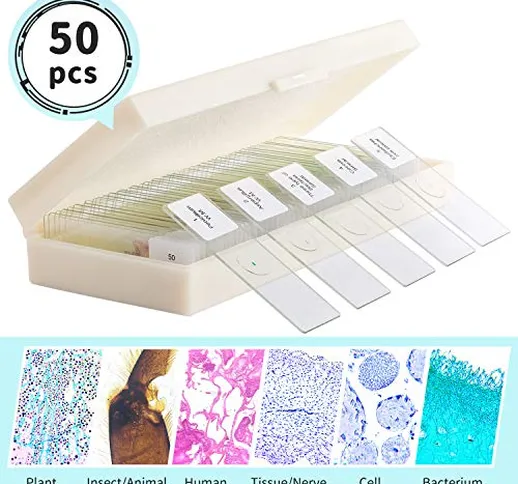 NOCOEX Set di vetrini per microscopio preparati da 50 pezzi Set di tipi professionali di g...