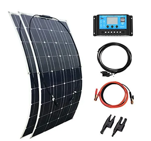 YUANFENGPOWER kit di Pannello Solare da 200 W, 2 pannelli solari flessibili da 100 W, mono...