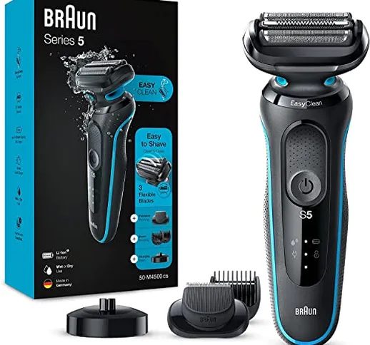 Braun Series 5, Rasoio Elettrico Barba, Accessori inclusi, con Lame Flessibili, Base di Ri...