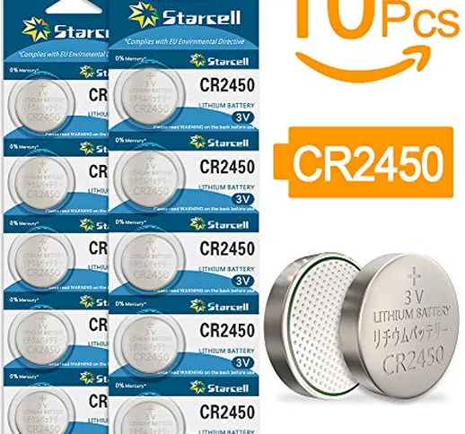 Starcell Batteria CR2450 al litio 3V, pulsante a bottone elettronico per calcolatrici gioc...