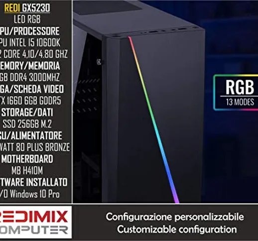 PC GAMING REDI GX5230 I5-10600K H410M GTX 1660 6GB 8GB DDR4 3000MHZ SSD 256GB M.2 650W BRO...