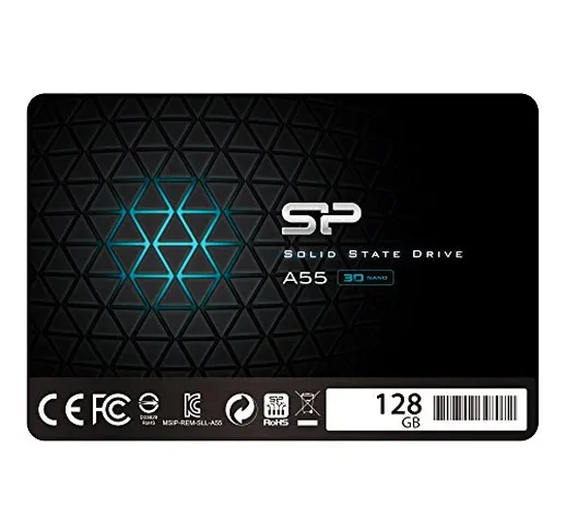 Silicon Power SSD 128GB 3D NAND A55 SLC Cache Performance Boost 2.5 Pollici SATA III 7mm (...