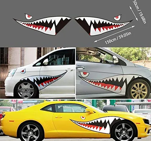 RENNICOCO - Adesivi per Bocca a Forma di Denti di squalo, per Auto, Canoa, Kayak, tavola d...
