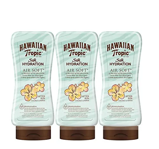 Hawaiian Tropic - Lozione Doposole Silk Hydration Air Soft, Confezione da 3 pezzi da 180 m...