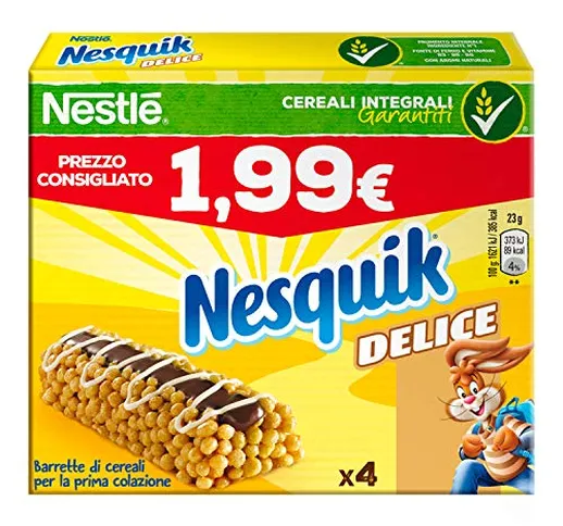 Nesquik Cereali Delice Barrette di Cereali con Cioccolato al Latte - confezione da 4 X 23...