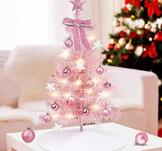 Ozrpn Mini albero di Natale,albero di Natale artificiale da tavolo di 60cm, stringhe di lu...