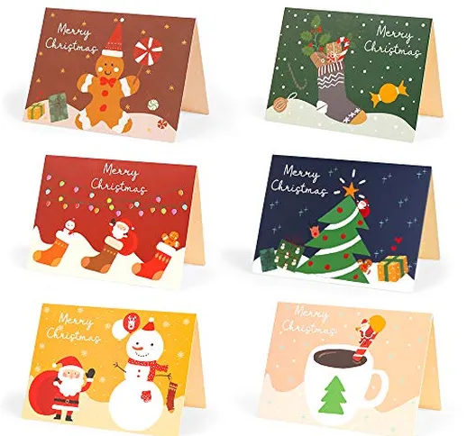 Cartoline di Natale, Biglietti Auguri Natale, 24 Biglietto Auguri Natale con Buste e Adesi...