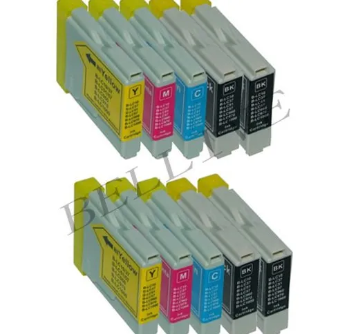 10 CARTUCCE COMPATIBILI PER BROTHER LC 970 LC 1000 DCP-130C / DCP-135C / DCP-150C / DCP-15...