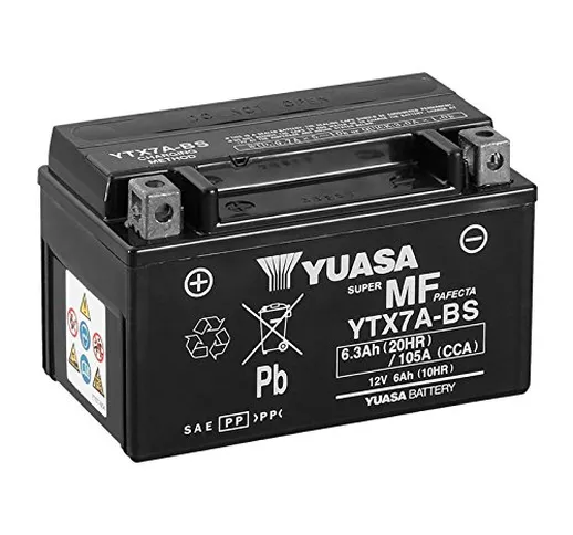 Batteria sigillata Yuasa YTX7A-BS 12 V 6 Ah 105 CCA con acido