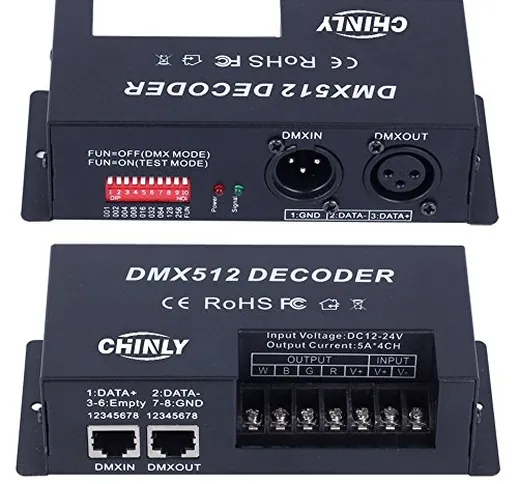 4 canali 20A RGBW DMX 512 LED Decoder Controller dimmer DMX per luce DC12-24V RGBW RGB LED