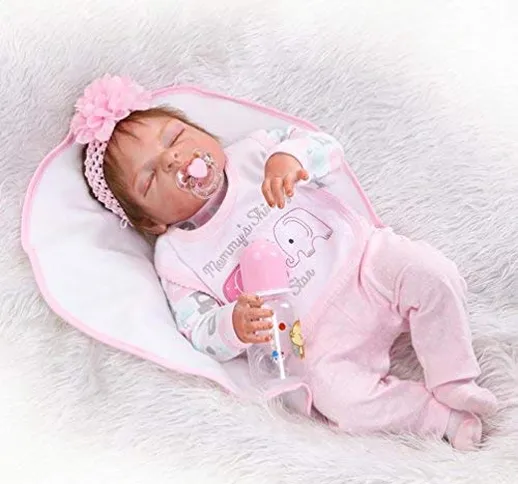 ZIYIUI 23 Pollici Tutto Il Corpo Silicone Morbido Bambolina Reborn Baby Doll Realistico Fa...