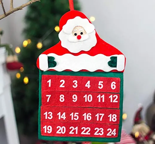 LOHOX Feltro Albero di Natale Calendario dell' Avvento Conto alla Rovescia Calendario a Fo...