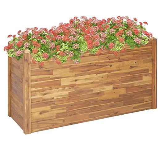 vidaXL - Vaso per piante, 160 x 60 x 84 cm, in legno massiccio di acacia