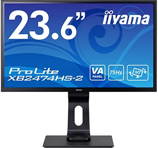 iiyama ProLite XB2474HS-B2 60 cm, 23.6 Pollici, VA LED-Monitor, VGA, HDMI, DisplayPort, Re...