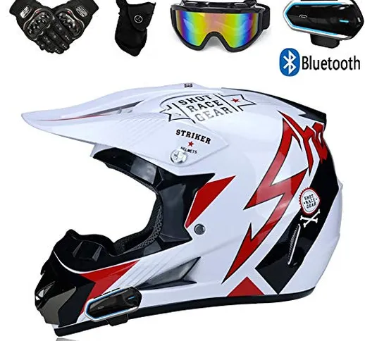 YASE Casco da Motocross Caschi da Moto Enduro Downhill con Guanti Occhiali e Maschera e Au...