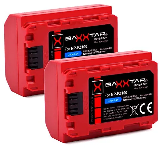 Batteria Baxxtar Pro NP-FZ100 (Generazione IV - 2250mAh) - compatibile con Sony Alpha 7c 7...