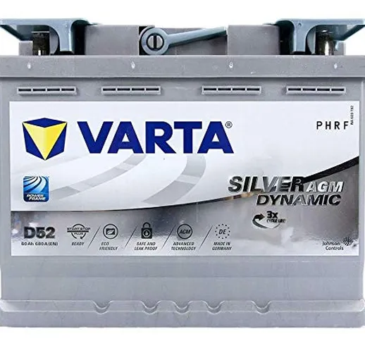 BATTERIA VARTA D52 AGM 12V 60 AH 680A EN START STOP 242x175x190 560901068