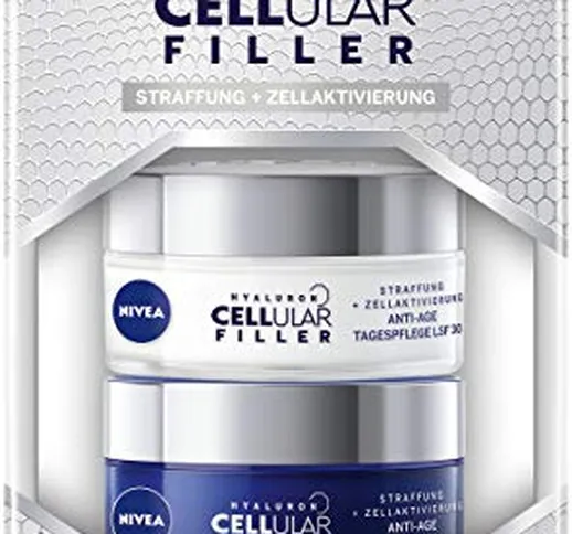 NIVEA Hyaluron Cellular Filler Antietà Giorno & Notte Set (2 X 50 ml), Set con cura giorna...