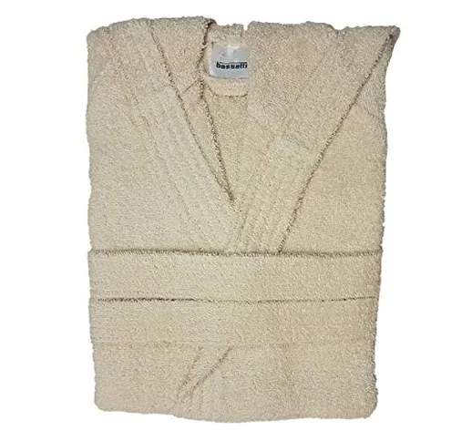 Bassetti Time Accappatoio Spugna con Cappuccio Uomo Donna da 360 gr/mq, Beige, L