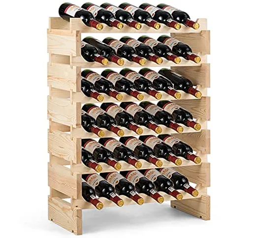 Goplus Scaffale Portabottiglie con 6 Ripiani, Cantinetta per 36 Bottiglie di Vino, Porta V...