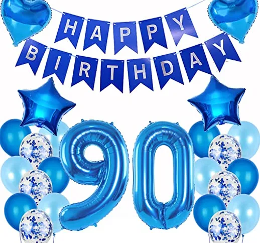 Palloncini 90 Anni Compleanno uomo blu decorazioni compleanno 90 anni uomo palloncini 90 a...
