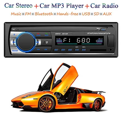 Honboom Autoradio Bluetooth Stereo Car Radio FM Ricevitore 60Wx4 Supporta Chiamata in viva...