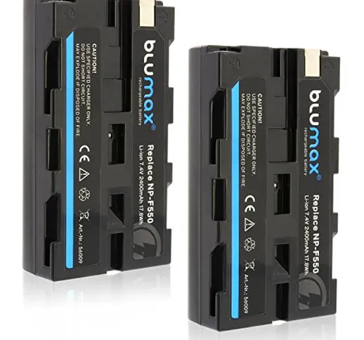 Blumax 2 x NP-F550 Batteria compatibile con Sony NP-F970 F990 NP-F750 (2 x NP-F550 - 2400 ...