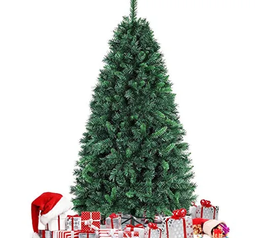 amzdeal Albero di Natale da 180 cm (750 Rami), Base Robusta e Ramo Verde, Albero di Natale...