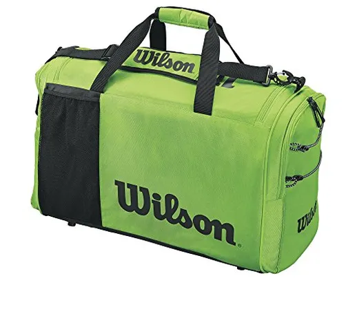 Wilson All Gear Bag, Borsa, Fino a 3 Racchette, Corda Elastica, WRZ618000 Unisex, Verde/Ne...