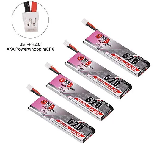 4 Pezzi 520mAh 1S Batteria LiPo 3.8V Batteria LiCo 80C HV JST-PH 2.0 Connettore MCPX Power...