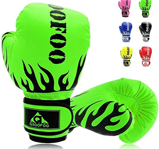 GROOFOO Guantoni da Boxe per Bambini 4oz Guanti da Boxe Sparring Allenamento per MMA Muay...