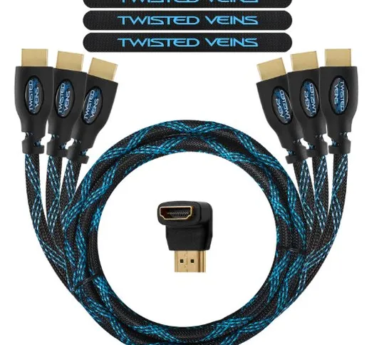 Twisted Veins Cavo Premium HDMI ad Alta Velocità con Ethernet, Supporta HDMI 2.0b 4K 60Hz...