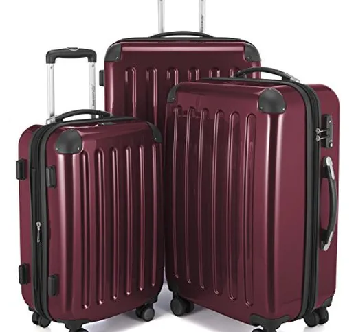 HAUPTSTADTKOFFER - Alex - Set di 3 valigie, TSA, Nero brillante, (S, M & L), 235 litri, Co...