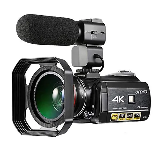 Emperor of Gadgets Camcorder 4K, 4K Ordro videocamera Ultra-HD digitale con microfono este...