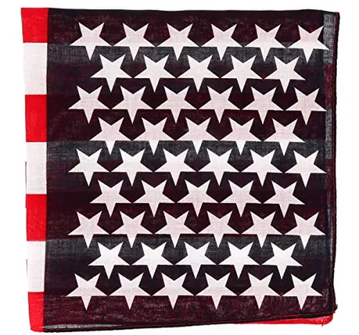 SHIPITNOW Bandana Bandiera Americana Blu navy, Rosso e Bianco - Foulard quadrata 55x55cm B...