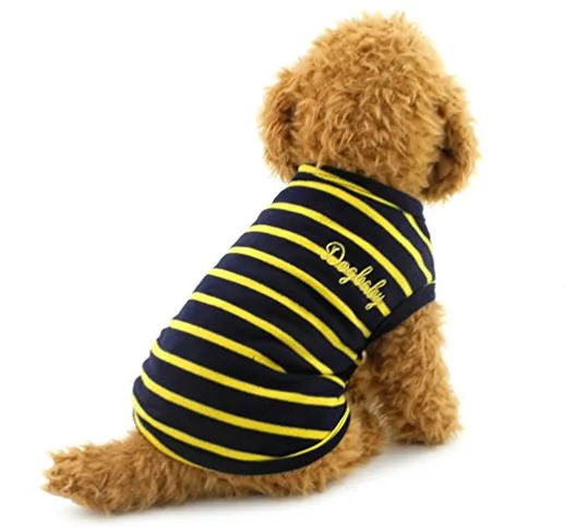 SMALLLEE_LUCKY_STORE Canotta per cani di piccola taglia Canotta in cotone a righe t-shirt...