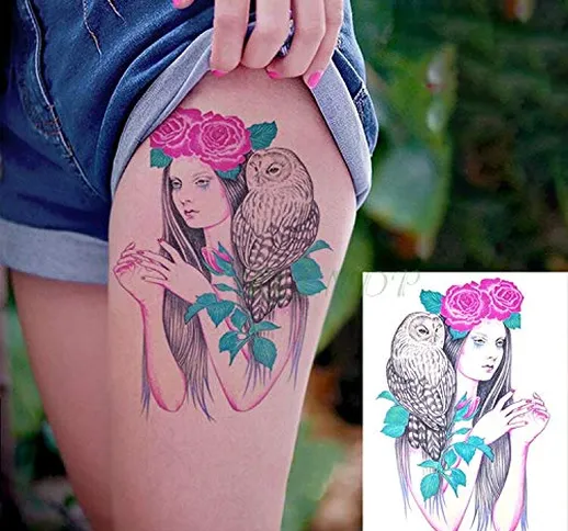 Autoadesivo del Tatuaggio temporaneo Impermeabile Farfalla Fiore Rosa Adesivi Grande Tatto...
