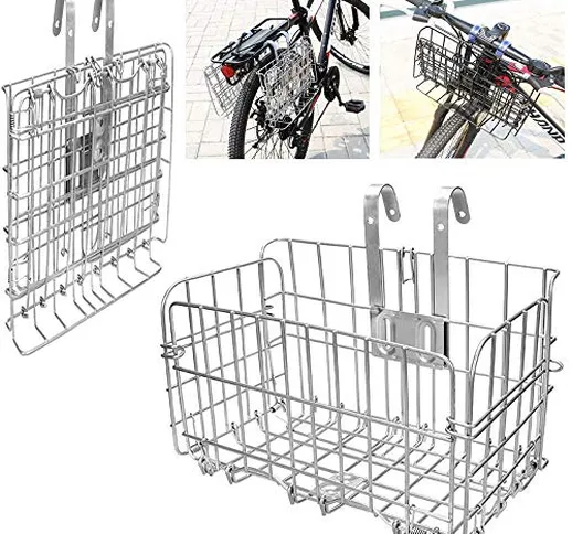 ASPIRER Cestino anteriore per bicicletta – pieghevole e rimovibile in rete metallica a sga...