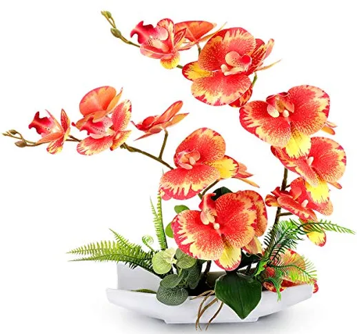 RERXN Decorativi Real Touch Orchidea Finta Bonsai Fiori Artificiali con Imitazione Vasi da...