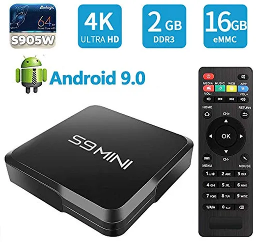TV Box SUNNZO S9 Mini 2GB+16GB eMMC Android 9.0 OS 4K Mini/Dispositivo Streaming per TV co...