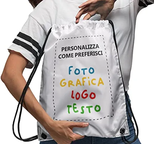 CHEMAGLIETTE! Sacca Borsa Personalizzata Con Foto Logo Scritta Idea Regalo Compleanno Addi...